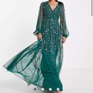 ASOS Design Green Embellished Gown size 12